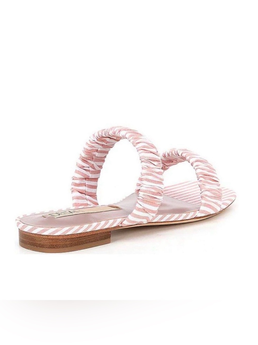 NWT Deltan Striped Pink Double-strap Slide Sandals